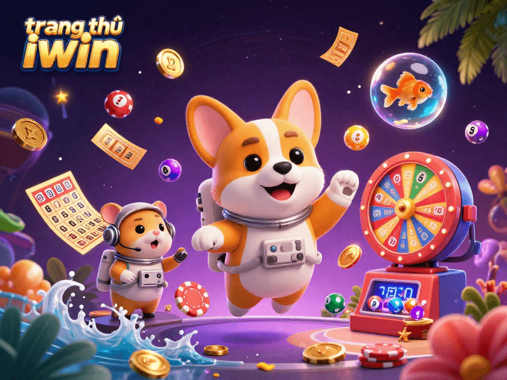 Engage in gaming fun with trang chủ iwin as the astronaut corgi explores a vibrant cosmic casino.