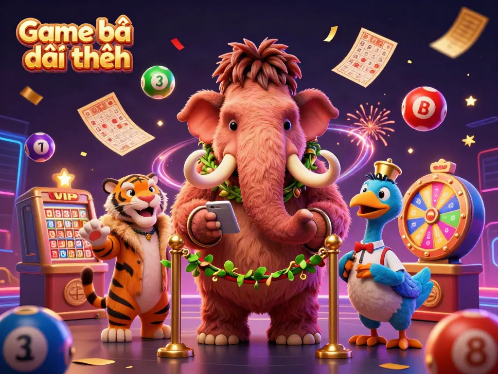 Dynamic casino scene featuring Game bài đổi thưởng with colorful elements and characters highlighting fun entertainment.