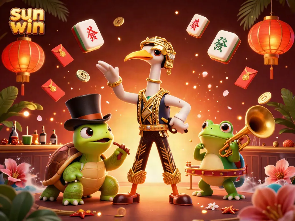 Experience exciting gameplay at sun win with 3D animated casino characters and vibrant decorations.