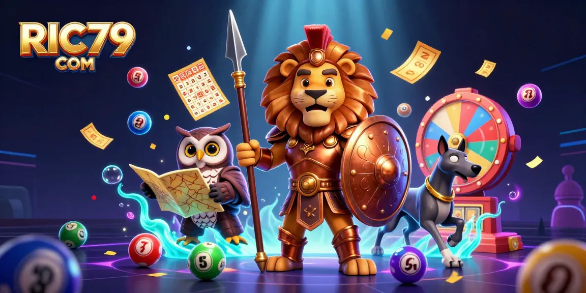 Join the exciting lottery adventures at RIC79 COM with vibrant elements and charismatic characters!