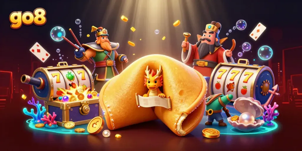 Experience the excitement of go8 casino with a vibrant fortune cookie theme and dynamic game elements.