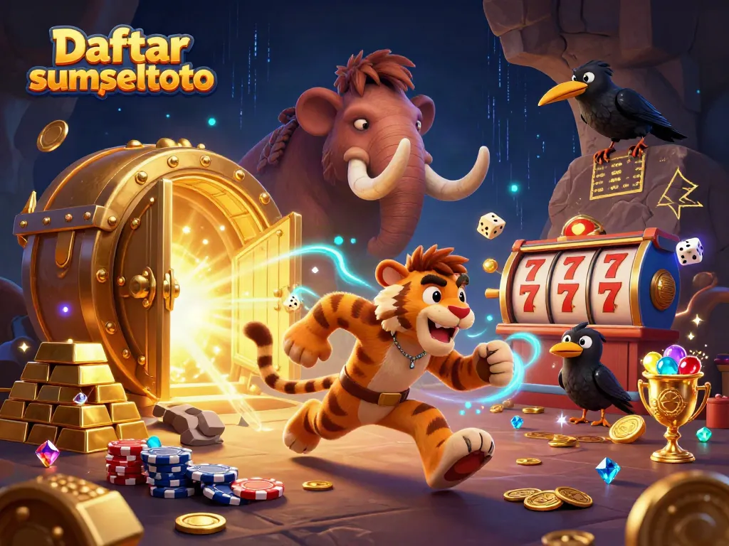 Spin the reels at Daftar sumseltoto with a caveman duo and vibrant casino treasures!