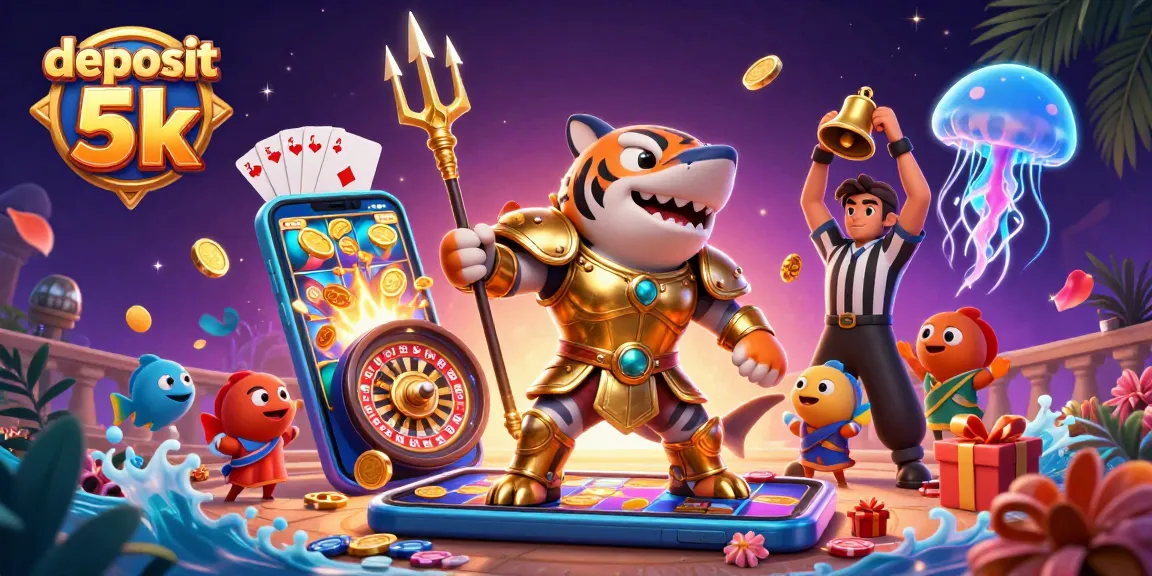 Experience the thrill of deposit 5k slot gaming with an underwater gladiator scene filled with vibrant action.