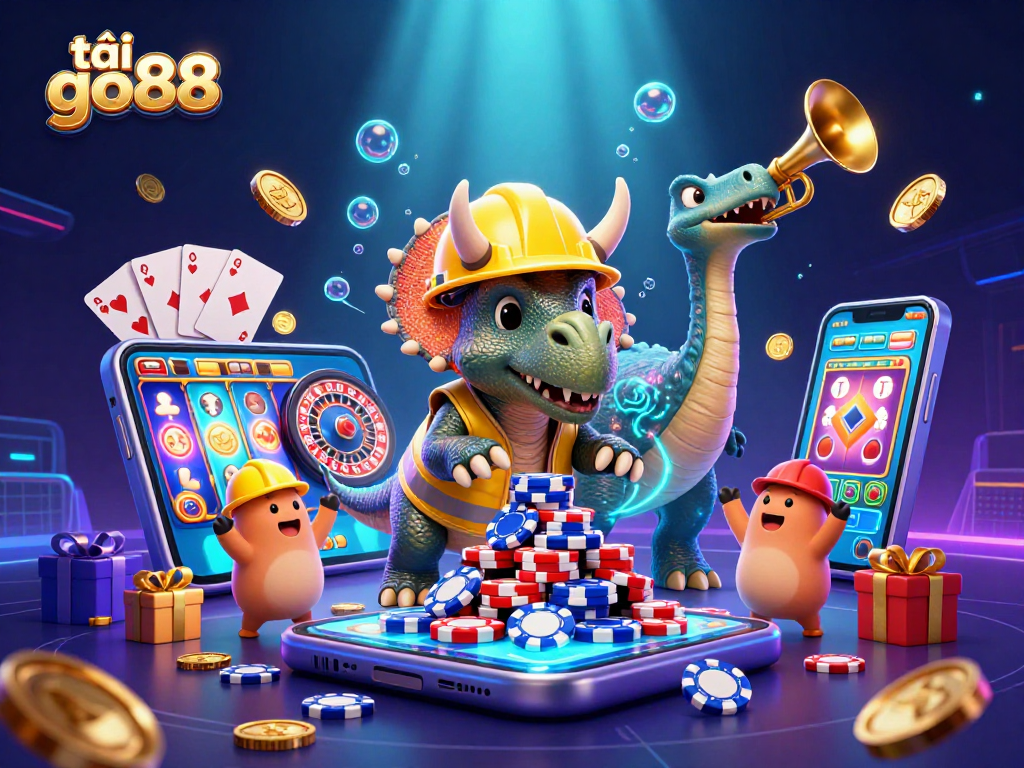 Thrilling scene of gaming excitement as players download and win with tải go88.