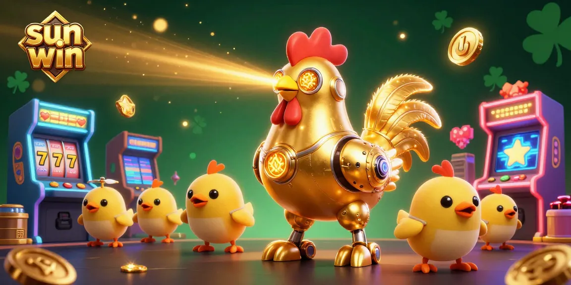 Experience thrilling gaming action at sun win with a vibrant 3D casino scene packed with colorful games and characters.