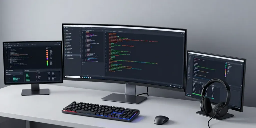 .uk domain registration streamlined in a modern developer workspace with advanced tech elements.