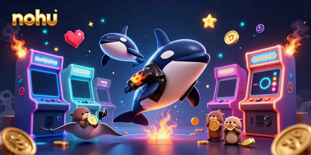 Play exciting casino games with nohu in a vibrant underwater scene featuring animated characters.