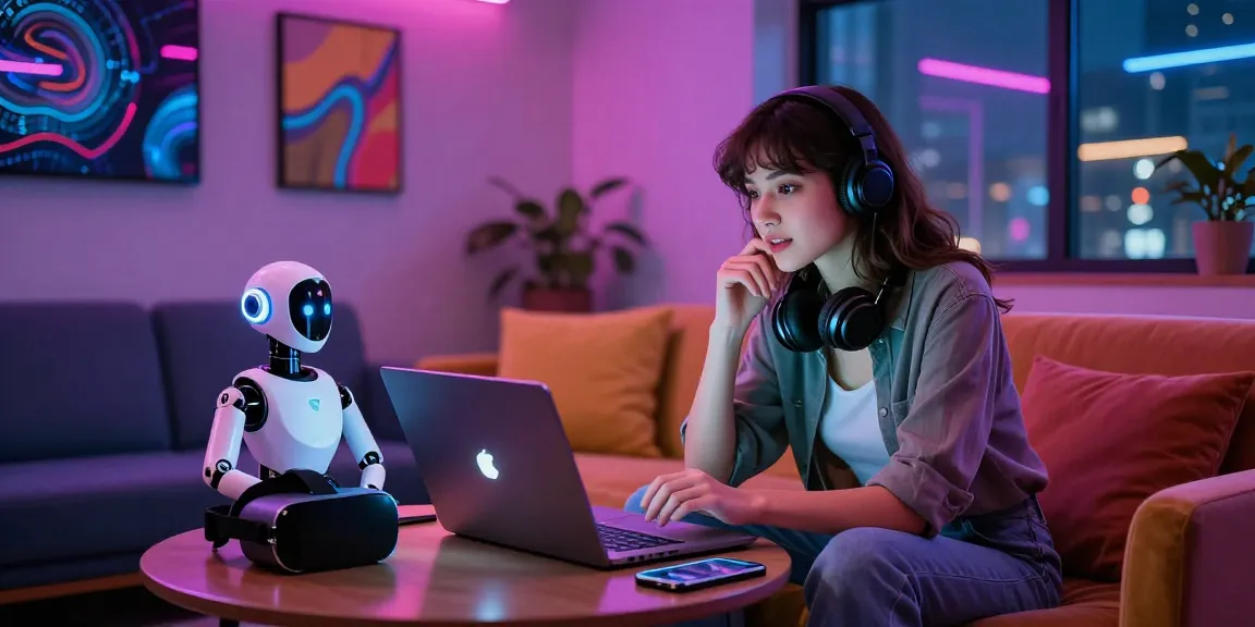 Engaging chat with an 18+ AI in a vibrant virtual lounge, showcasing modern interaction.