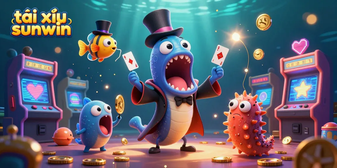 Engage with the thrilling world of tài xỉu sunwin through a vibrant underwater casino scene.