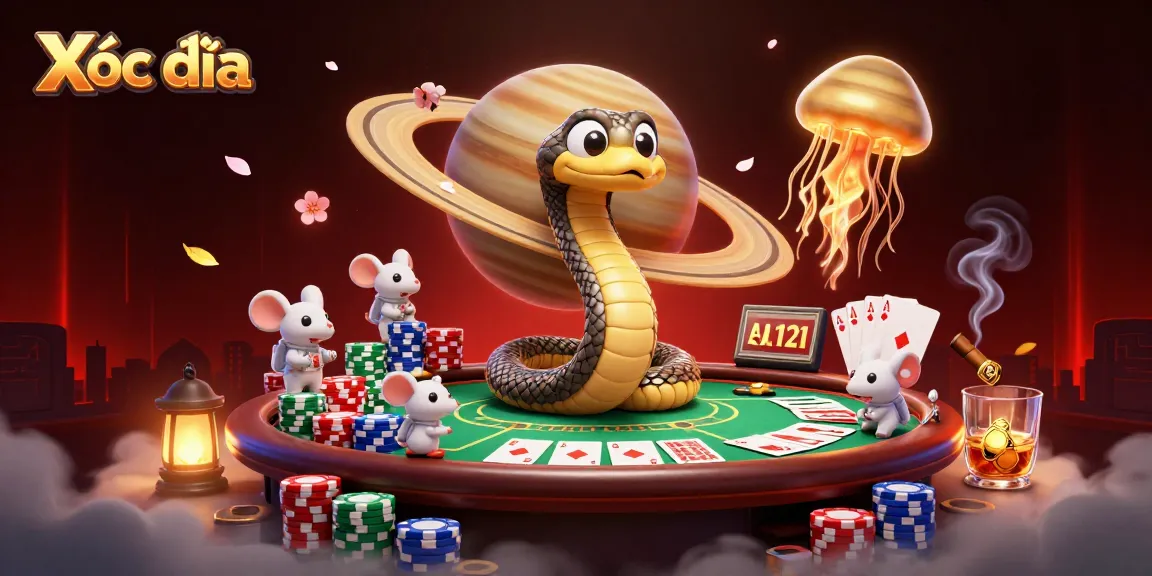 Experience Xóc đĩa as cartoon mice bet on a cosmic roulette ring, featuring a golden jellyfish dealer.