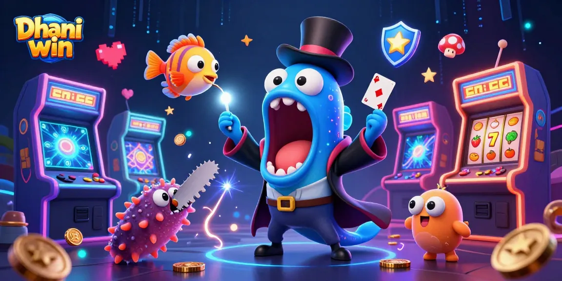 Dive into the excitement of Dhani win with a vibrant casino-themed illustration showcasing engaging gaming elements.