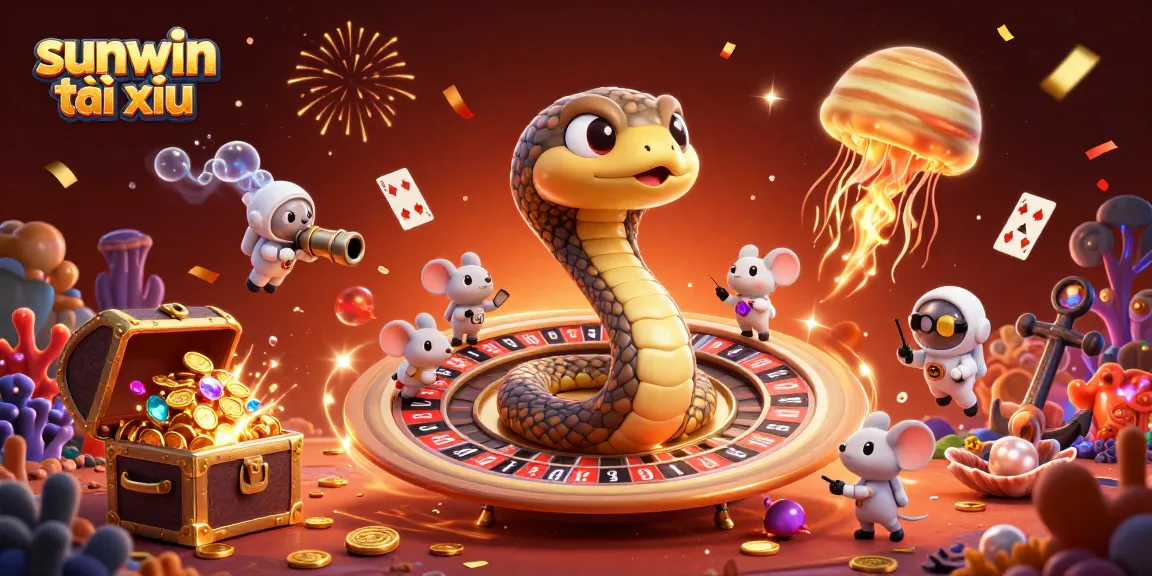 Engage in exciting sunwin tài xỉu gameplay with dynamic visuals of cartoon characters in a vibrant casino scene.