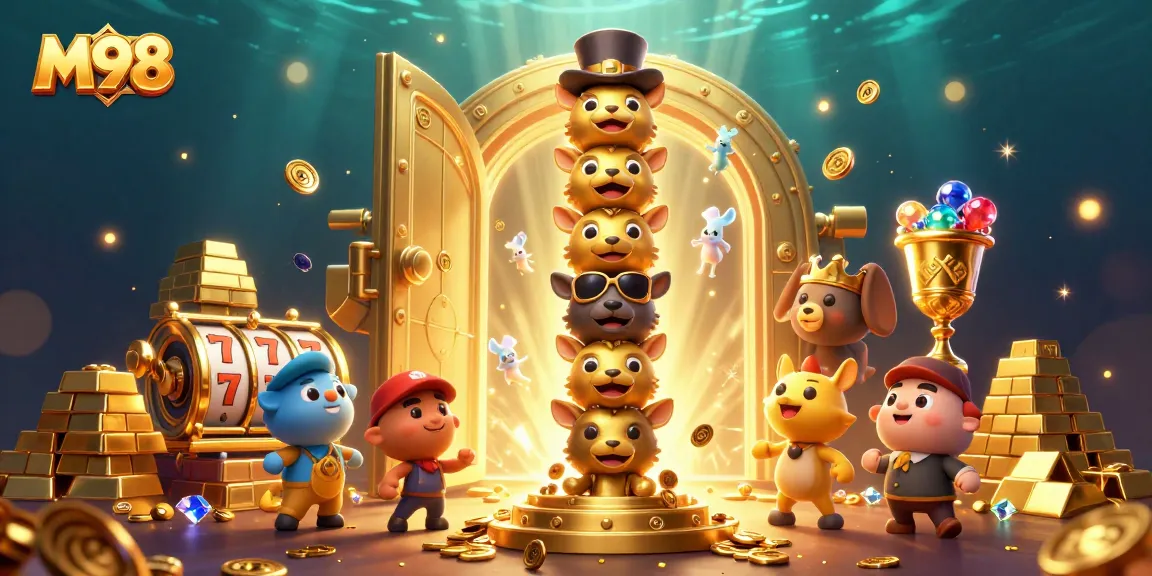 M98 captures thrilling casino experiences with dynamic golden treasures and a lively totem scene.