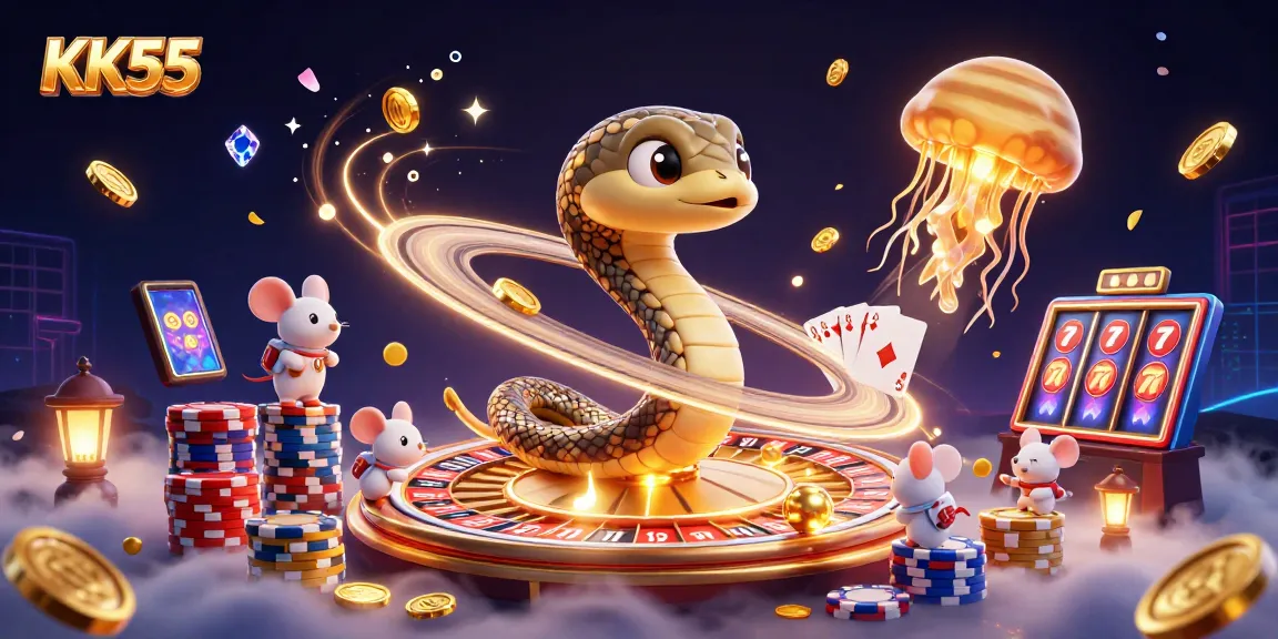 Experience the excitement of KK55's cosmic casino with tiny astronaut mice betting around a roulette wheel.