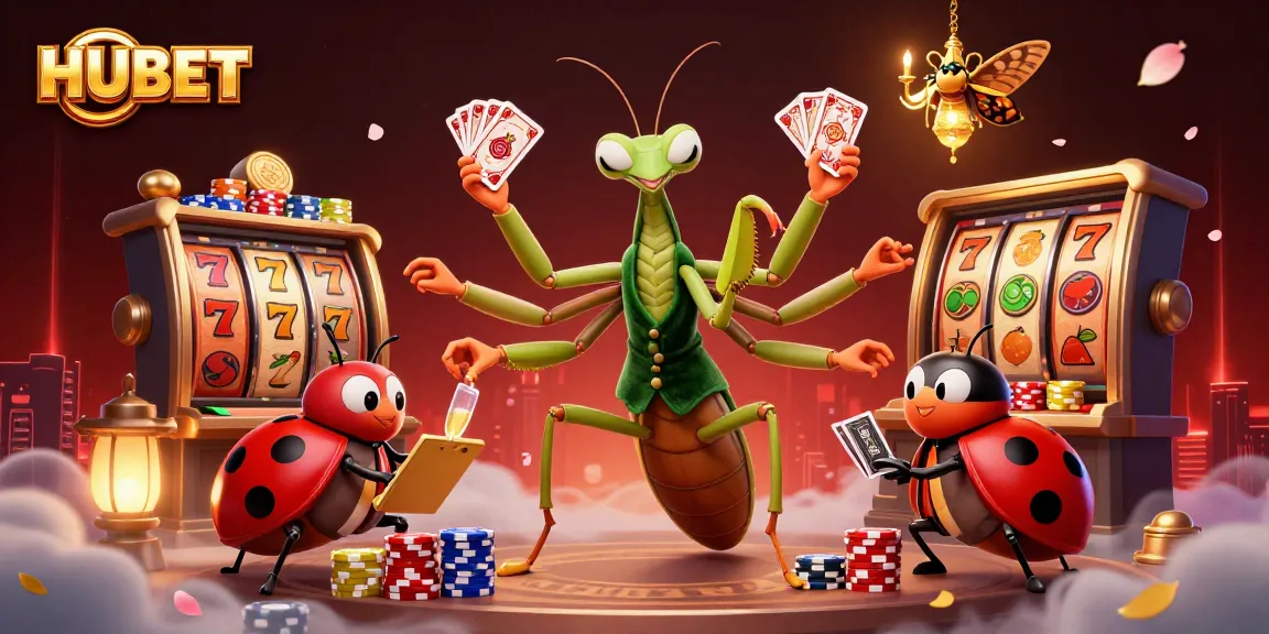 HUBET offers thrilling casino action with vibrant 3D characters, slot games, and winning symbols.