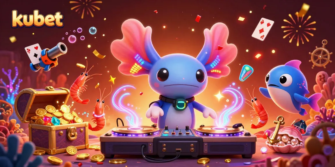 Spin to win at kubet with a lively underwater DJ party featuring colorful characters.